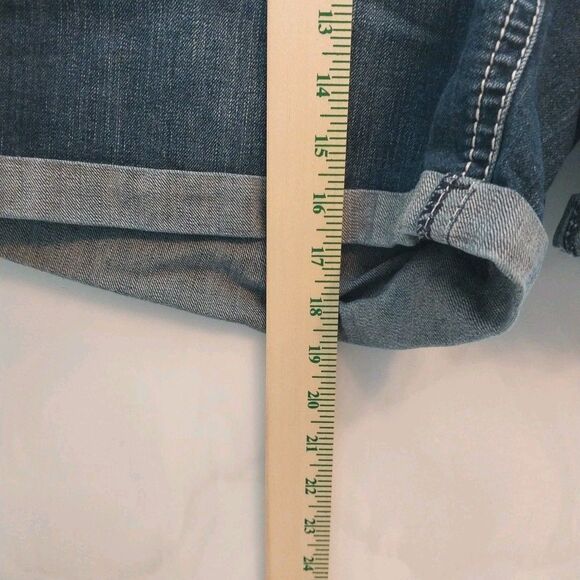 ZCO Jeans Premium Shorts 22W Denim Blue Embroidered Sequins Rhinestone Mid Rise - Picture 5 of 11